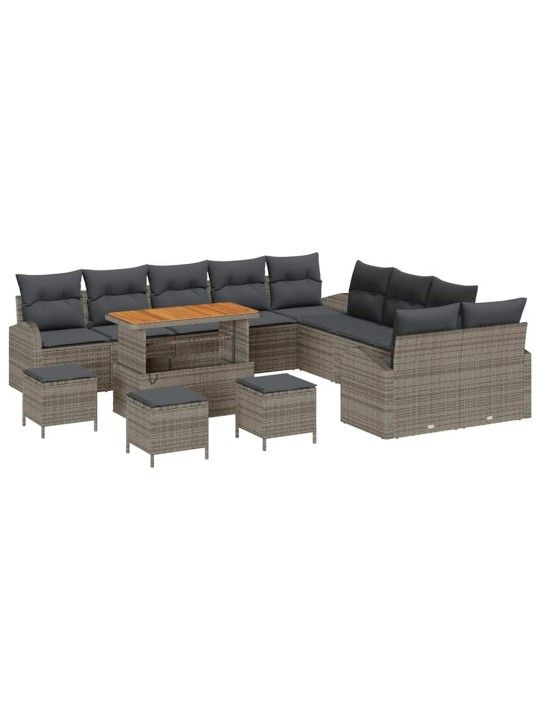 Dārza dīvānu komplekts 14 pcs pelēka 110 x 55 x 71 cm