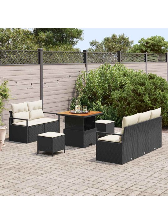 Dārza dīvānu komplekts 8 pcs melns un krēmkrāsa 80 x 80 x 71 cm