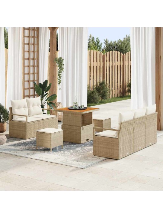 Dārza dīvānu komplekts 8 pcs bēšs un krēms 80 x 80 x 71 cm