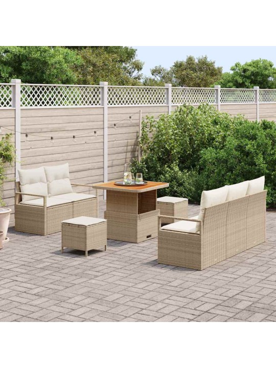 Dārza dīvānu komplekts 8 pcs bēšs un krēms 80 x 80 x 71 cm