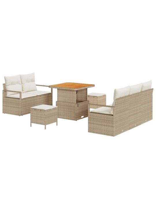 Dārza dīvānu komplekts 8 pcs bēšs un krēms 80 x 80 x 71 cm