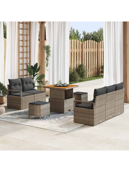 Dārza dīvānu komplekts ar spilvenu 8 pcs pelēka 80 x 80 x 71 cm