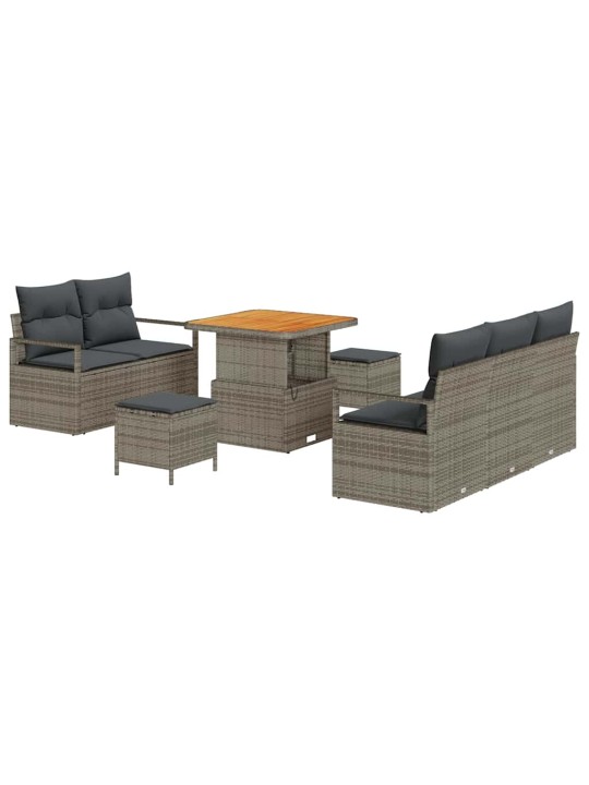Dārza dīvānu komplekts ar spilvenu 8 pcs pelēka 80 x 80 x 71 cm