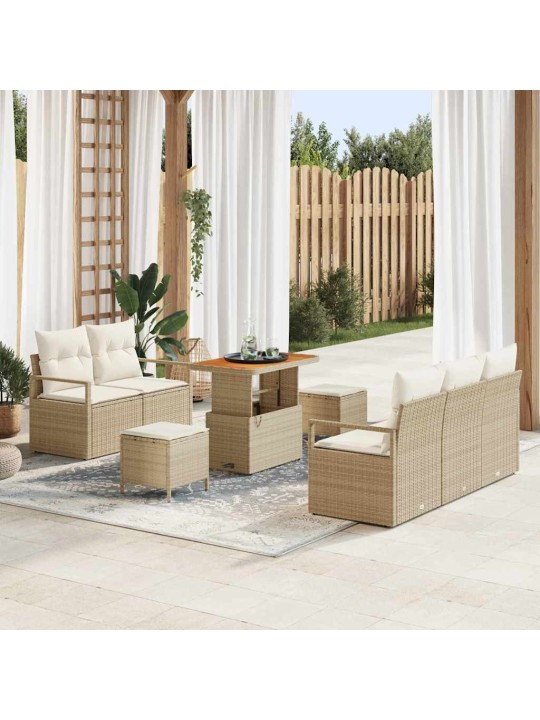 Dārza dīvānu komplekts 8 pcs bēšs un krēms 90 x 55 x 71 cm