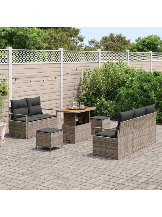 Dārza dīvānu komplekts ar spilvenu 8 pcs pelēka 90 x 55 x 71 cm