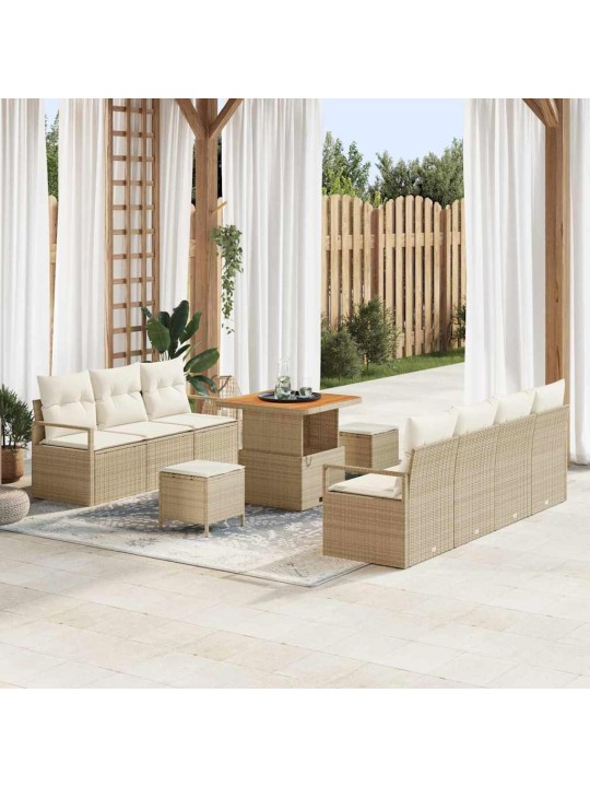 Dārza dīvānu komplekts 10 pcs bēšs un krēms 80 x 80 x 71 cm