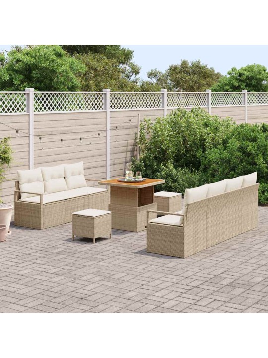 Dārza dīvānu komplekts 10 pcs bēšs un krēms 80 x 80 x 71 cm