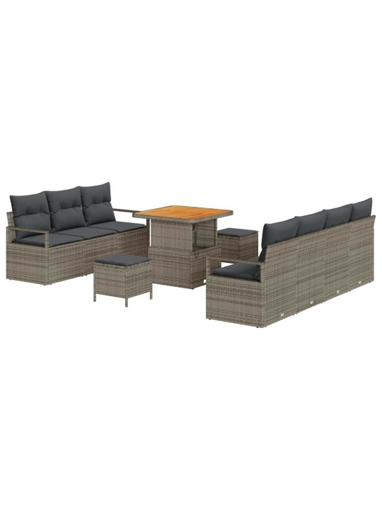 Dārza dīvānu komplekts 10 pcs pelēka 80 x 80 x 71 cm
