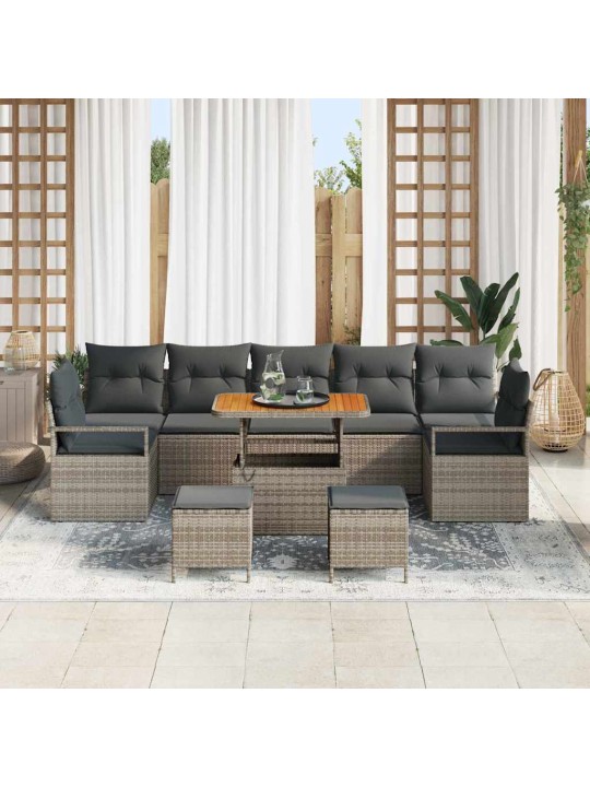Dārza dīvānu komplekts 10 pcs pelēka 90 x 55 x 71 cm