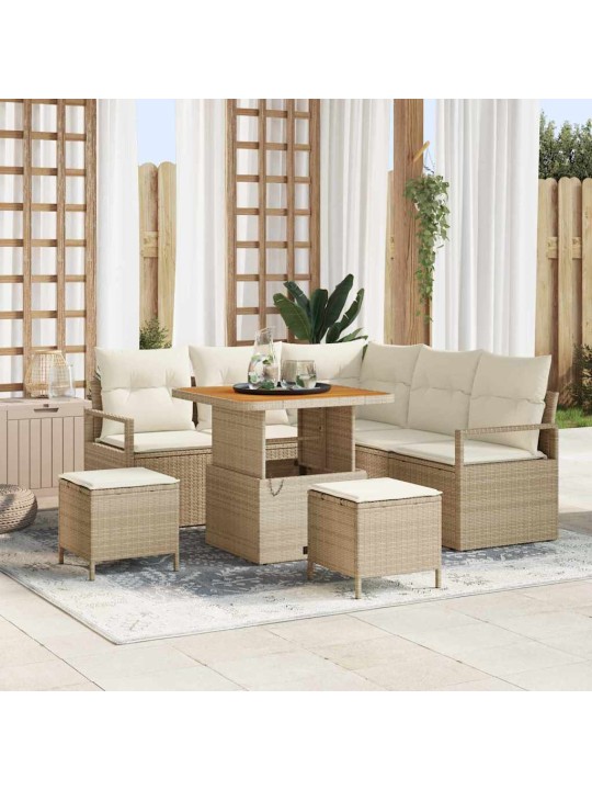 Dārza dīvānu komplekts 8 pcs bēšs un krēms 80 x 80 x 71 cm