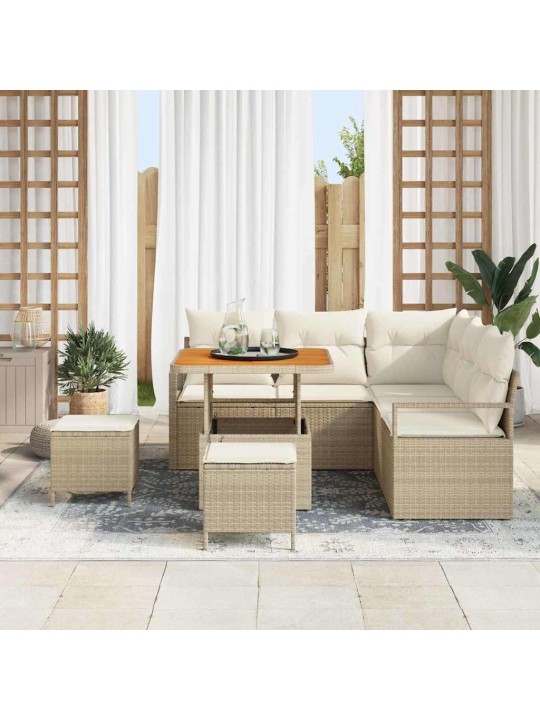 Dārza dīvānu komplekts 8 pcs bēšs un krēms 80 x 80 x 71 cm