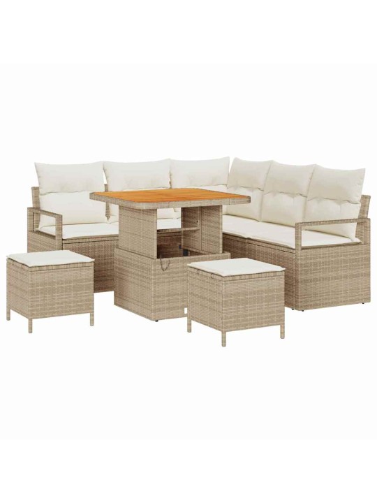 Dārza dīvānu komplekts 8 pcs bēšs un krēms 80 x 80 x 71 cm