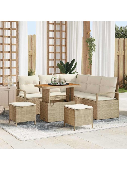 Dārza dīvānu komplekts 8 pcs bēšs un krēms 90 x 55 x 71 cm