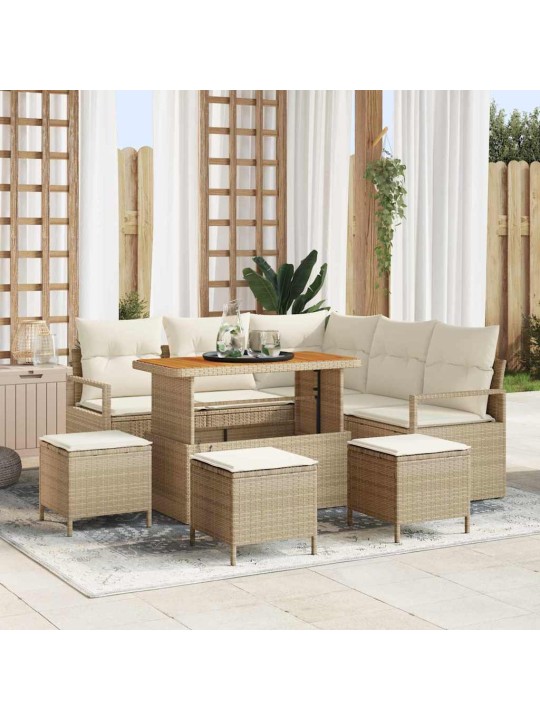Dārza dīvānu komplekts 9 pcs bēšs un krēms 110 x 55 x 71 cm