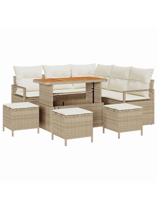Dārza dīvānu komplekts 9 pcs bēšs un krēms 110 x 55 x 71 cm