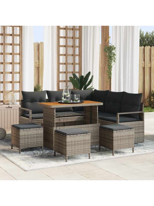 Dārza dīvānu komplekts 9 pcs pelēka 110 x 55 x 71 cm