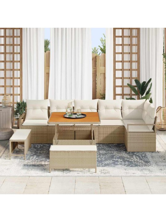Dārza dīvānu komplekts 9 pcs bēšs un krēms 100 x 100 x 71 cm