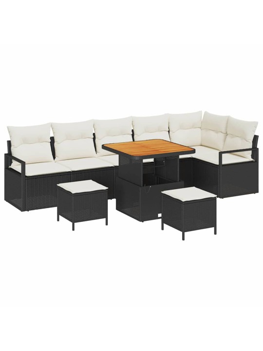 Dārza dīvānu komplekts 9 pcs melns un krēmkrāsa 80 x 80 x 71 cm