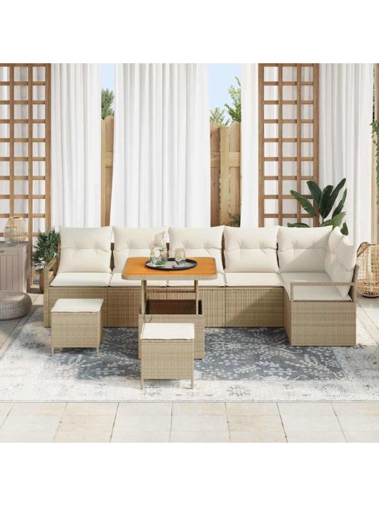 Dārza dīvānu komplekts 9 pcs bēšs un krēms 80 x 80 x 71 cm