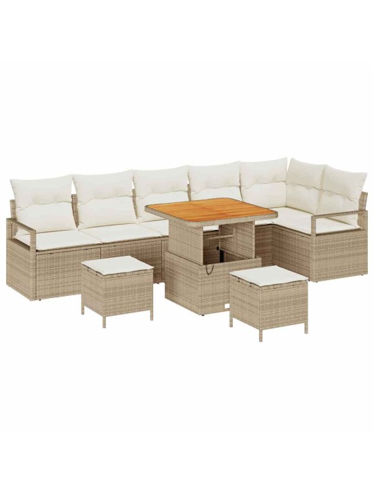 Dārza dīvānu komplekts 9 pcs bēšs un krēms 80 x 80 x 71 cm
