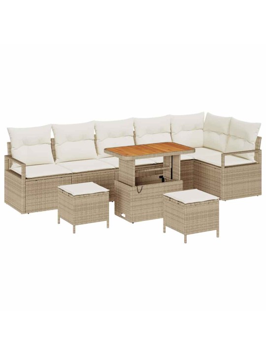 Dārza dīvānu komplekts 9 pcs bēšs un krēms 90 x 55 x 71 cm