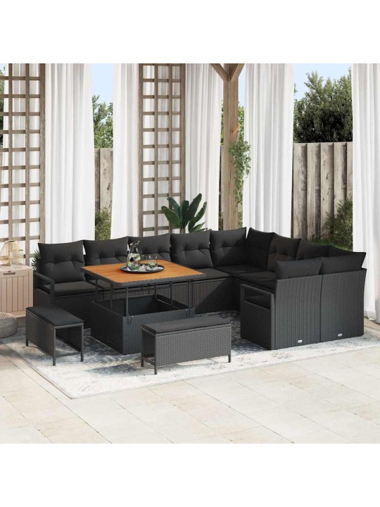 Dārza dīvānu komplekts 12 pcs melna 100 x 100 x 71 cm