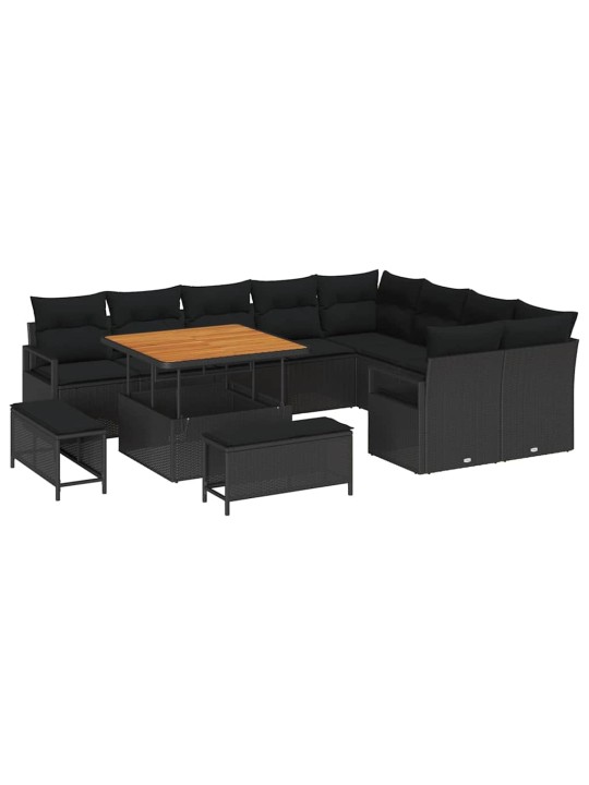 Dārza dīvānu komplekts 12 pcs melna 100 x 100 x 71 cm