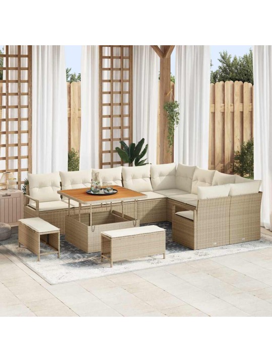 Dārza dīvānu komplekts 12 pcs bēšs un krēms 100 x 100 x 71 cm