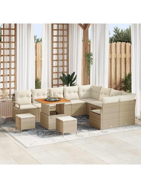 Dārza dīvānu komplekts 12 pcs bēšs un krēms 80 x 80 x 71 cm