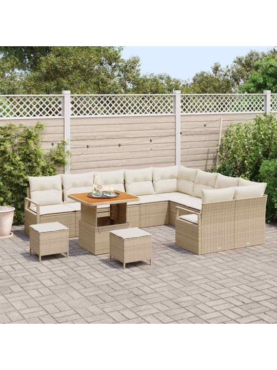 Dārza dīvānu komplekts 12 pcs bēšs un krēms 80 x 80 x 71 cm