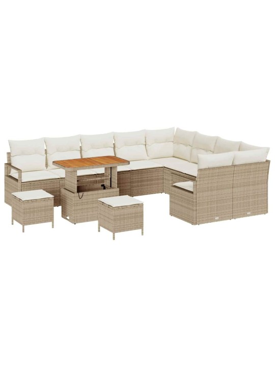 Dārza dīvānu komplekts 12 pcs bēšs un krēms 90 x 55 x 71 cm