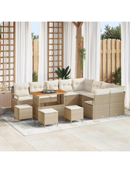 Dārza dīvānu komplekts 13 pcs bēšs un krēms 110 x 55 x 71 cm