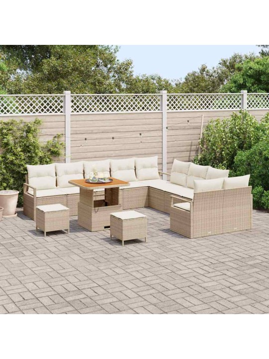 Dārza dīvānu komplekts 13 pcs bēšs un krēms 80 x 80 x 71 cm