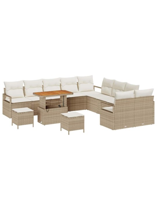 Dārza dīvānu komplekts 13 pcs bēšs un krēms 90 x 55 x 71 cm