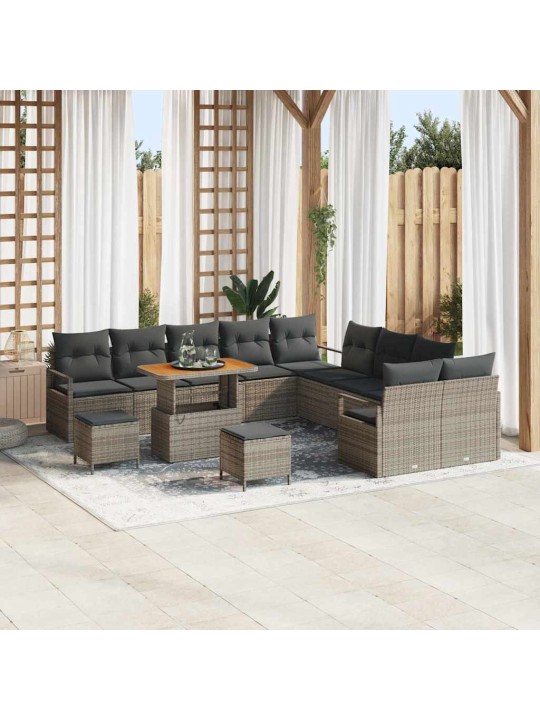 Dārza dīvānu komplekts 13 pcs pelēka 90 x 55 x 71 cm