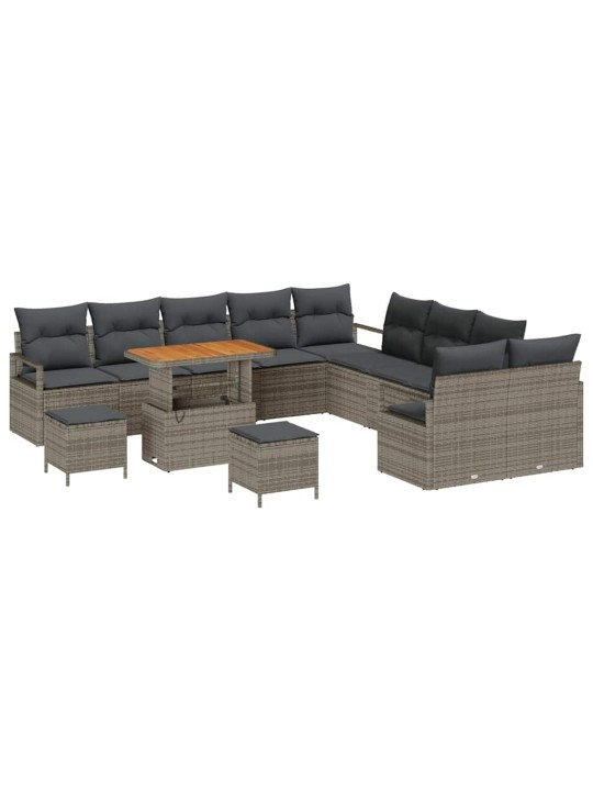 Dārza dīvānu komplekts 13 pcs pelēka 90 x 55 x 71 cm