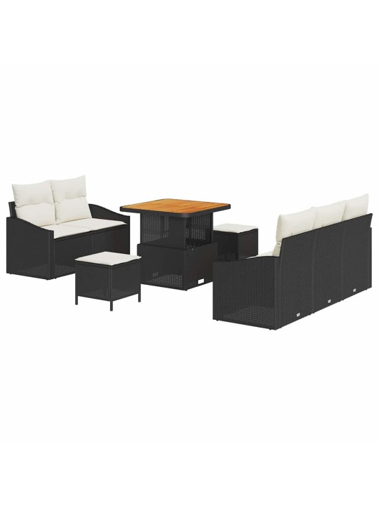 Dārza dīvānu komplekts 8 pcs melns un krēmkrāsa 80 x 80 x 71 cm