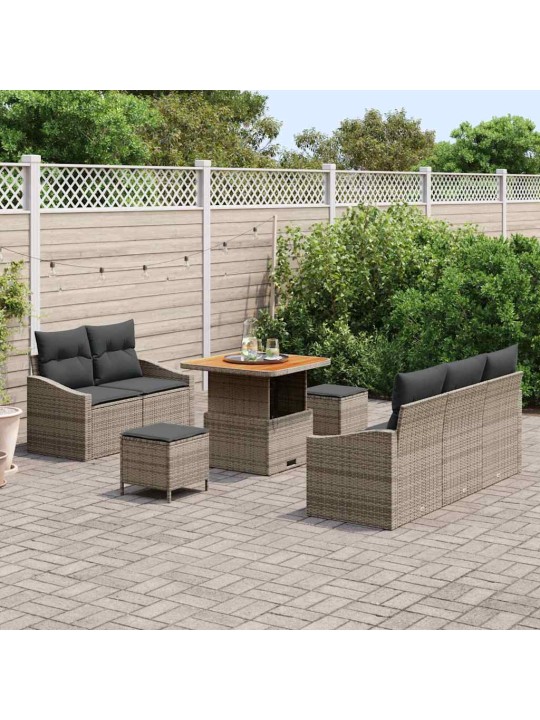 Dārza dīvānu komplekts ar spilvenu 8 pcs pelēka 80 x 80 x 71 cm