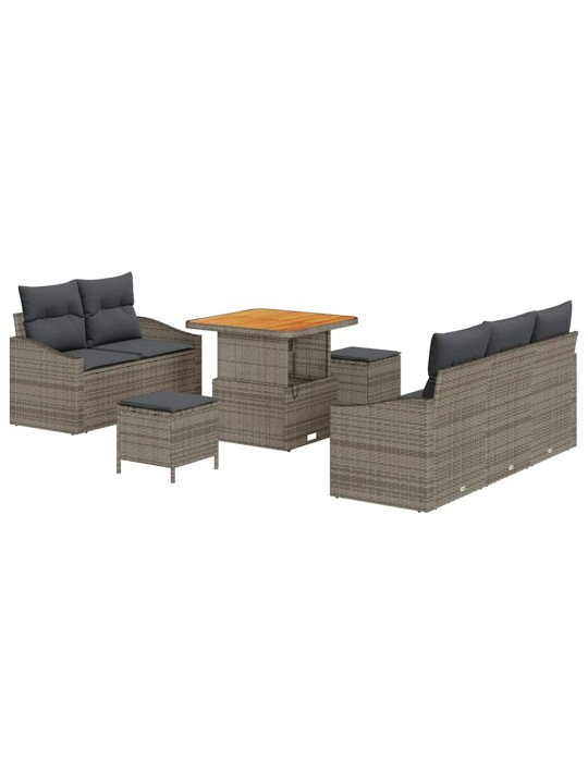 Dārza dīvānu komplekts ar spilvenu 8 pcs pelēka 80 x 80 x 71 cm