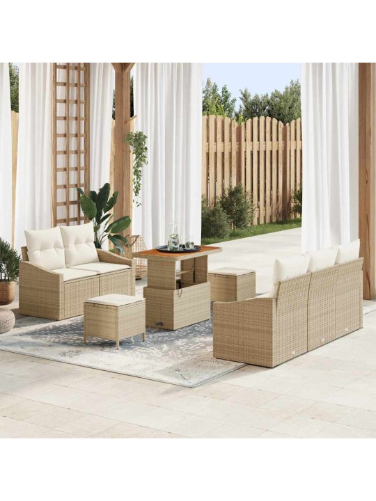 Dārza dīvānu komplekts 8 pcs bēšs un krēms 90 x 55 x 71 cm