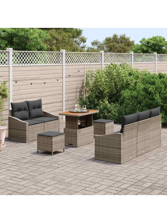 Dārza dīvānu komplekts ar spilvenu 8 pcs pelēka 90 x 55 x 71 cm