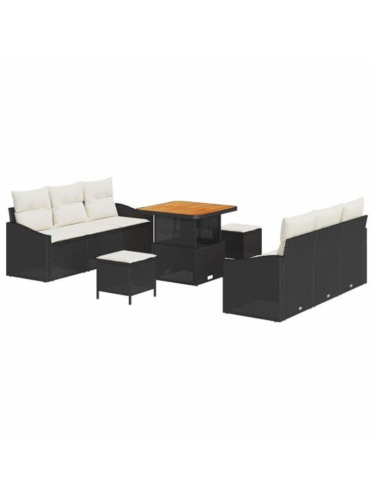 Dārza dīvānu komplekts 9 pcs melns un krēmkrāsa 80 x 80 x 71 cm