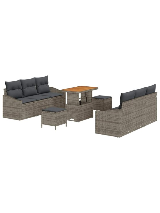 Dārza dīvānu komplekts ar spilvenu 9 pcs pelēka 90 x 55 x 71 cm
