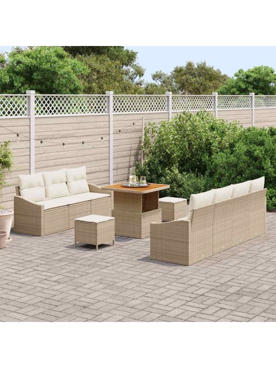 Dārza dīvānu komplekts 10 pcs bēšs un krēms 80 x 80 x 71 cm
