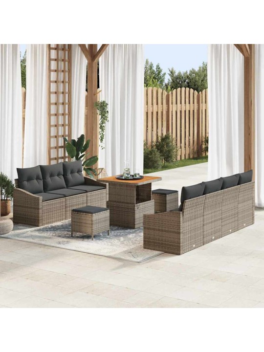 Dārza dīvānu komplekts 10 pcs pelēka 80 x 80 x 71 cm