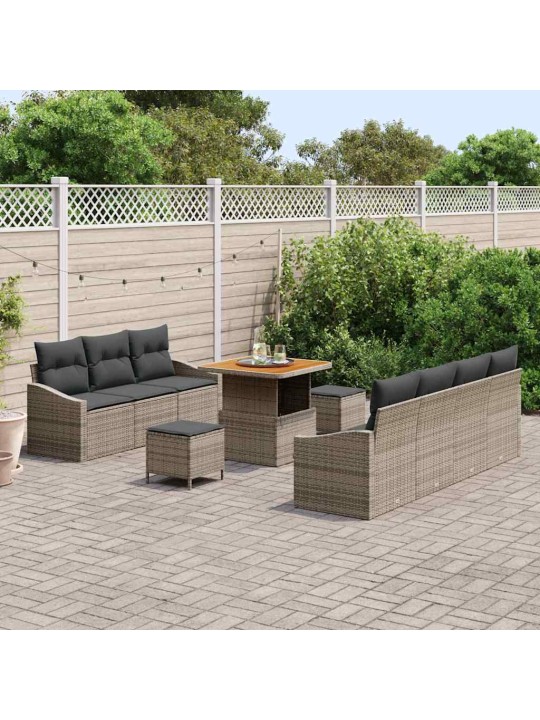 Dārza dīvānu komplekts 10 pcs pelēka 80 x 80 x 71 cm