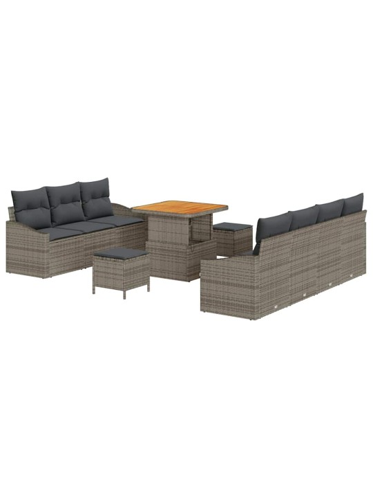Dārza dīvānu komplekts 10 pcs pelēka 80 x 80 x 71 cm