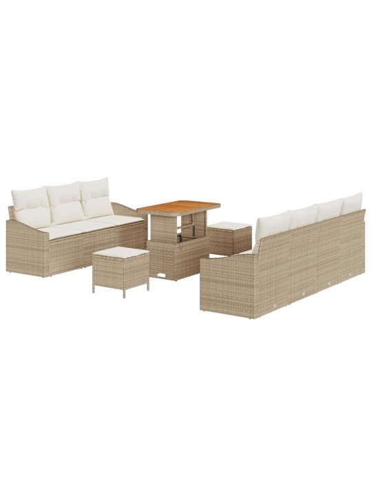Dārza dīvānu komplekts 10 pcs bēšs un krēms 90 x 55 x 71 cm