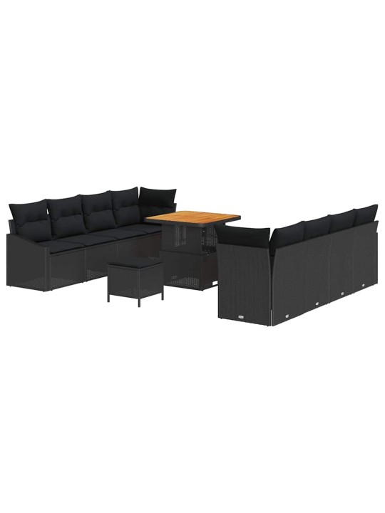 Dārza dīvānu komplekts ar spilvenu 11 pcs melna 80 x 80 x 71 cm