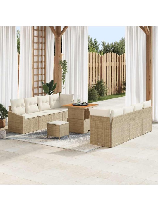 Dārza dīvānu komplekts 11 pcs bēšs un krēms 80 x 80 x 71 cm